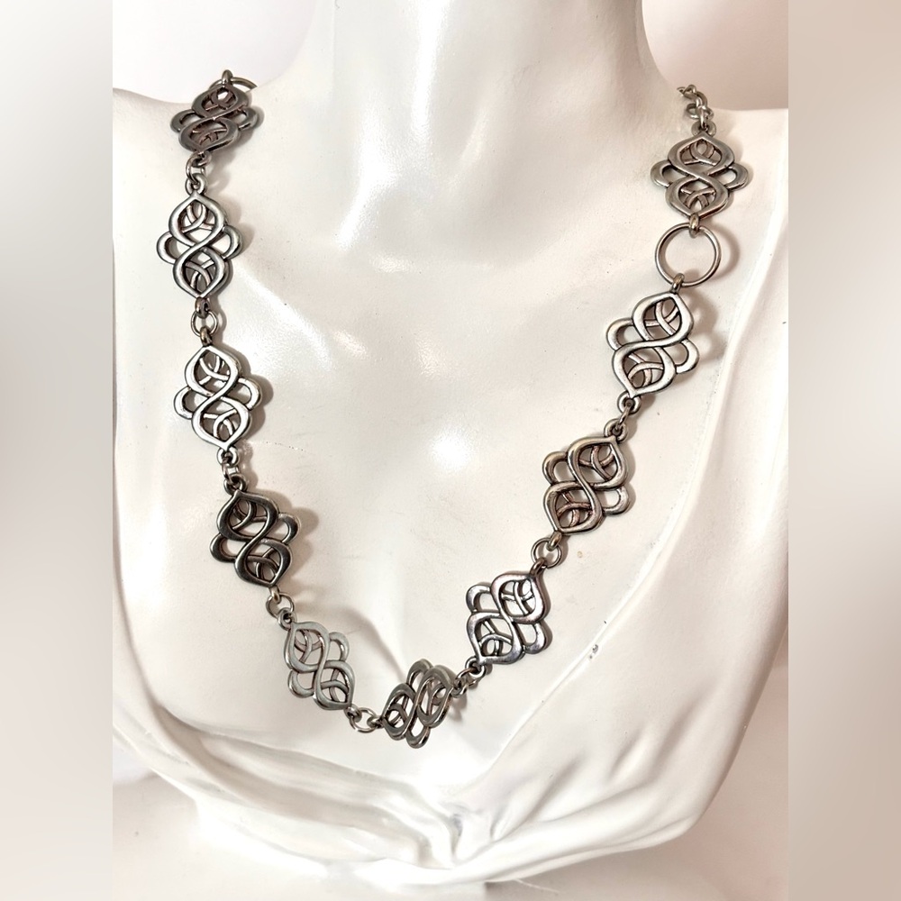 Celtic knot symbol silver tone necklace